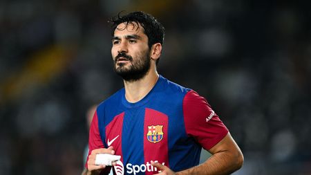 BARCELONA, SPAIN - SEPTEMBER 19: Ilkay Gundogan of FC looks on during the UEFA Champions League match between FC Barcelona and Royal Antwerp FC at Estadi Olimpic Lluis Companys on September 19, 2023 in Barcelona, Spain. (Photo by David Ramos/Getty Images)