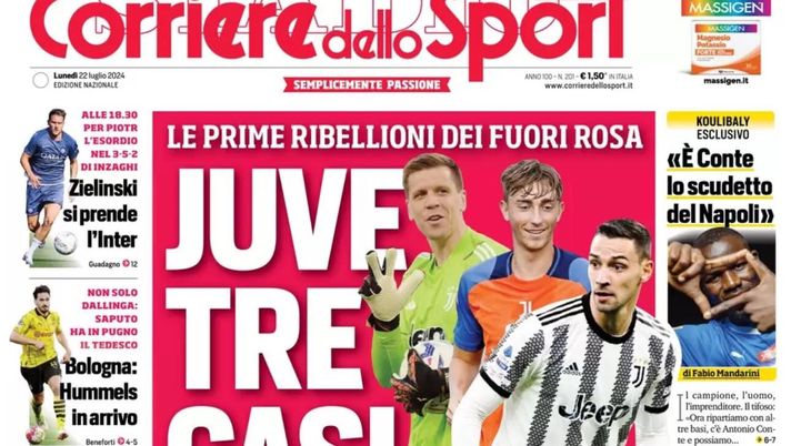PRIMA PAGINA CORRIERE DELLO SPORT OGGI: “Koulibaly: E’ Conte lo scudetto del Napoli” prima pagina corriere dello sport oggi