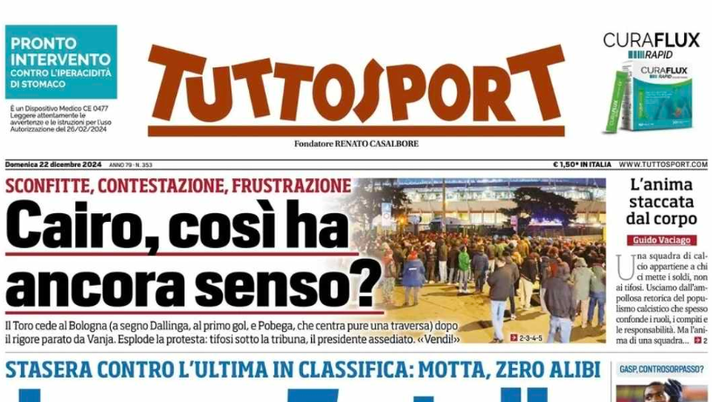 PRIMA PAGINA TUTTOSPORT OGGI: “Napoli in vetta ma Balotelli lo spaventa” - immagine 1