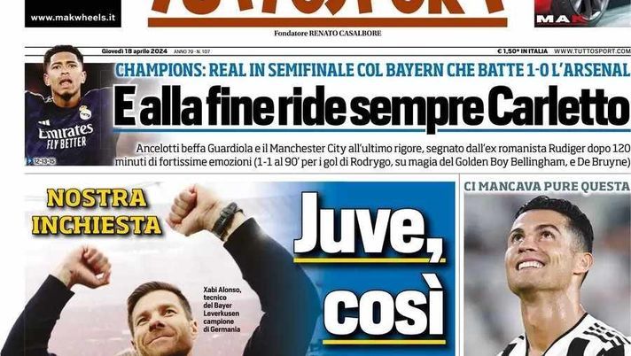 PRIMA PAGINA TUTTOSPORT OGGI: “Juve, così si vince a costo 0” - immagine 1