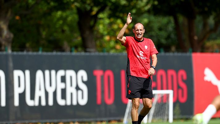 CAIRATE, ITALY - AUGUST 21: Massimiliano Allegri Head coach of AC Milan looks on during an AC Milan Training Session at Milanello on August 21, 2025 in Cairate, Italy. (Photo by Giuseppe Cottini/AC Milan via Getty Images)  Adli