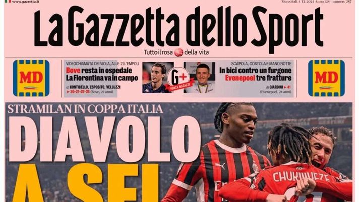 PRIMA PAGINA GAZZETTA DELLO SPORT OGGI: “Inzaghi al rinnovo, ci metto la firma”