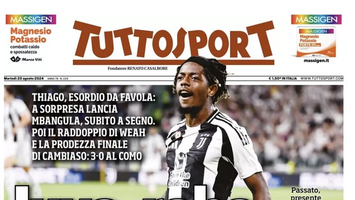 PRIMA PAGINA TUTTOSPORT OGGI: “Neres e Lukaku per placare Conte” - immagine 1