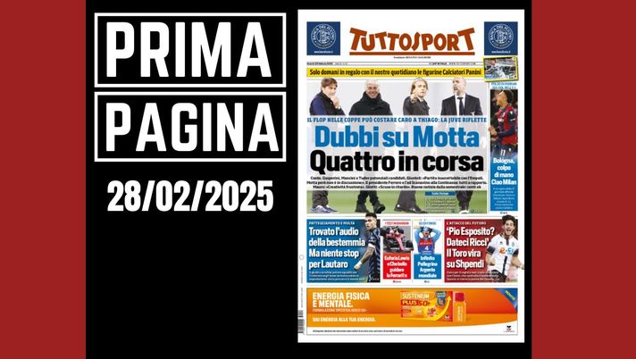 Prima pagina Tuttosport: Bologna, colpo di mano. Ciao Milan