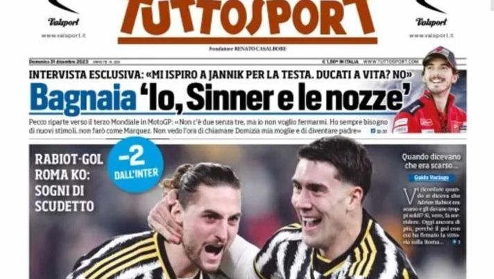 LA PRIMA PAGINA DI TUTTOSPORT: “Rabiot gol, Roma ko. Sogni di scudetto per la Juve” - immagine 1