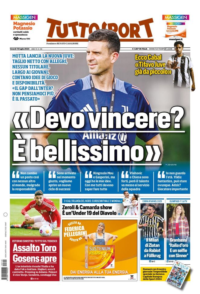 Prima Pagina Tuttosport 19 luglio