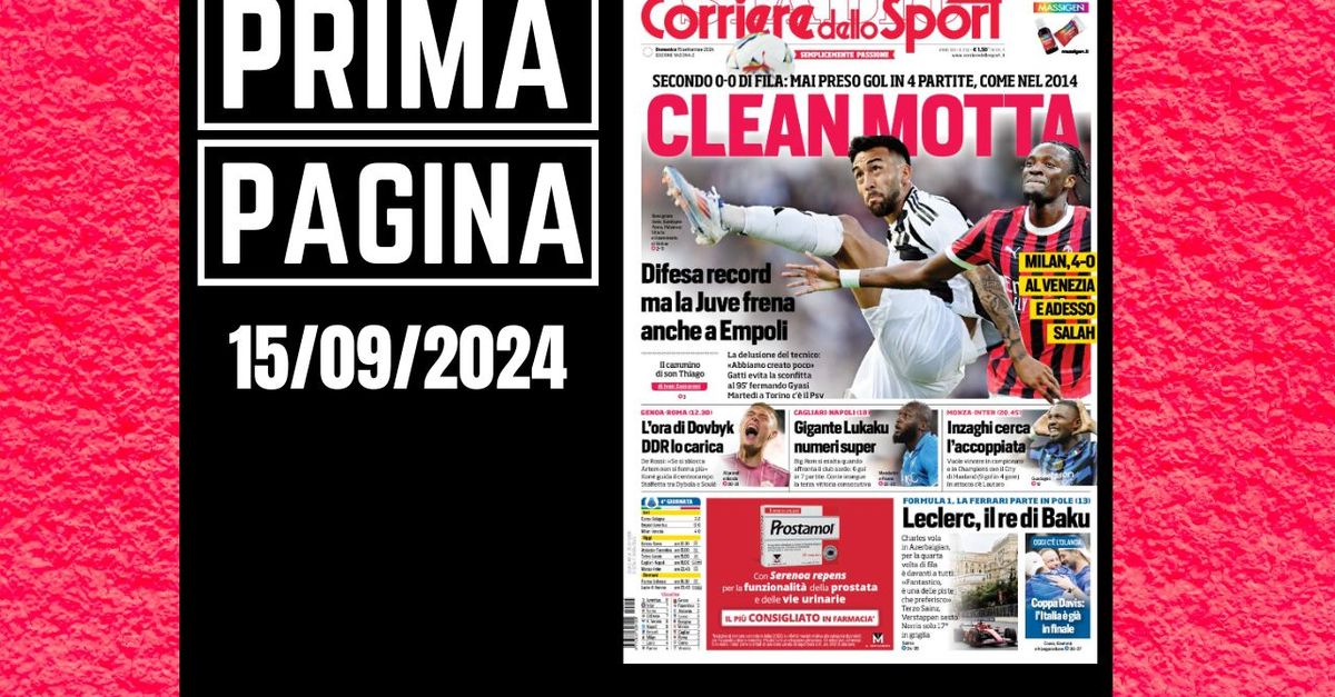 Prima pagina Corriere dello Sport: Milan, 4 0 al Venezia. Ora Salah