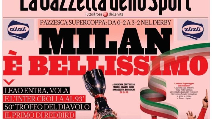 PRIMA PAGINA GAZZETTA DELLO SPORT OGGI: “Inzaghi al rinnovo, ci metto la firma”