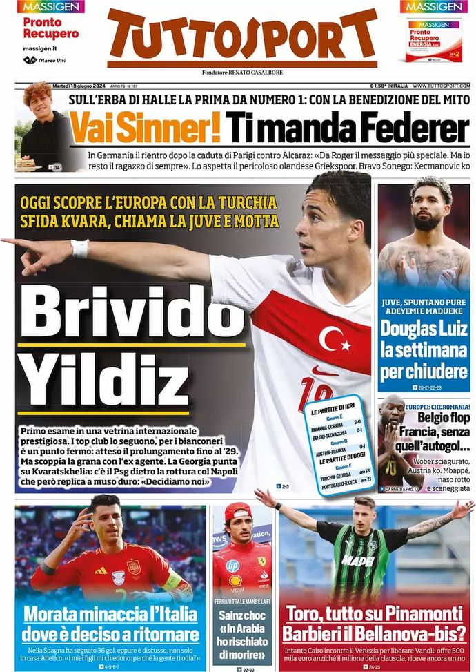EDICOLA TS – Torino, tutto su Pinamonti. Euro 2024, Belgio flop EDICOLA TS – Torino, tutto su Pinamonti. Euro 2024, Belgio flop - immagine 1