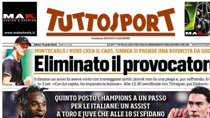 prima pagina tuttosport oggi