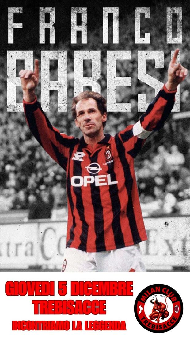 Calabria, il Milan Club Trebisacce ospiterà Baresi giovedì 5 dicembre