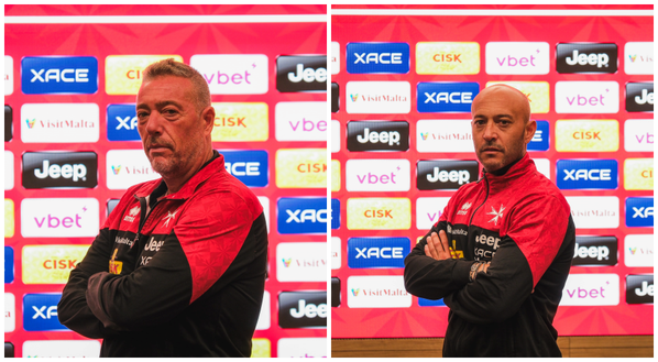 Davide Mazzotta ct ad interim di Malta, con lui nello staff c'è Chevanton - Foto tratta da Account X Malta FA