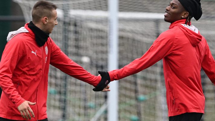Rafael Leao Francesco Camarda Allenamento AC Milan News