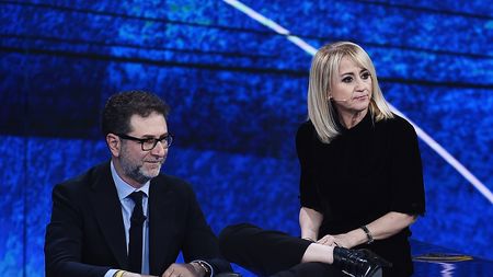 MILAN, ITALY - MARCH 04:  Fabio Fazio and Luciana Littizzetto  attend 'Che Tempo Che Fa' tv show at Rai Milan Studios on March 4, 2018 in Milan, Italy.  (Photo by Stefania M. D'Alessandro/Getty Images)