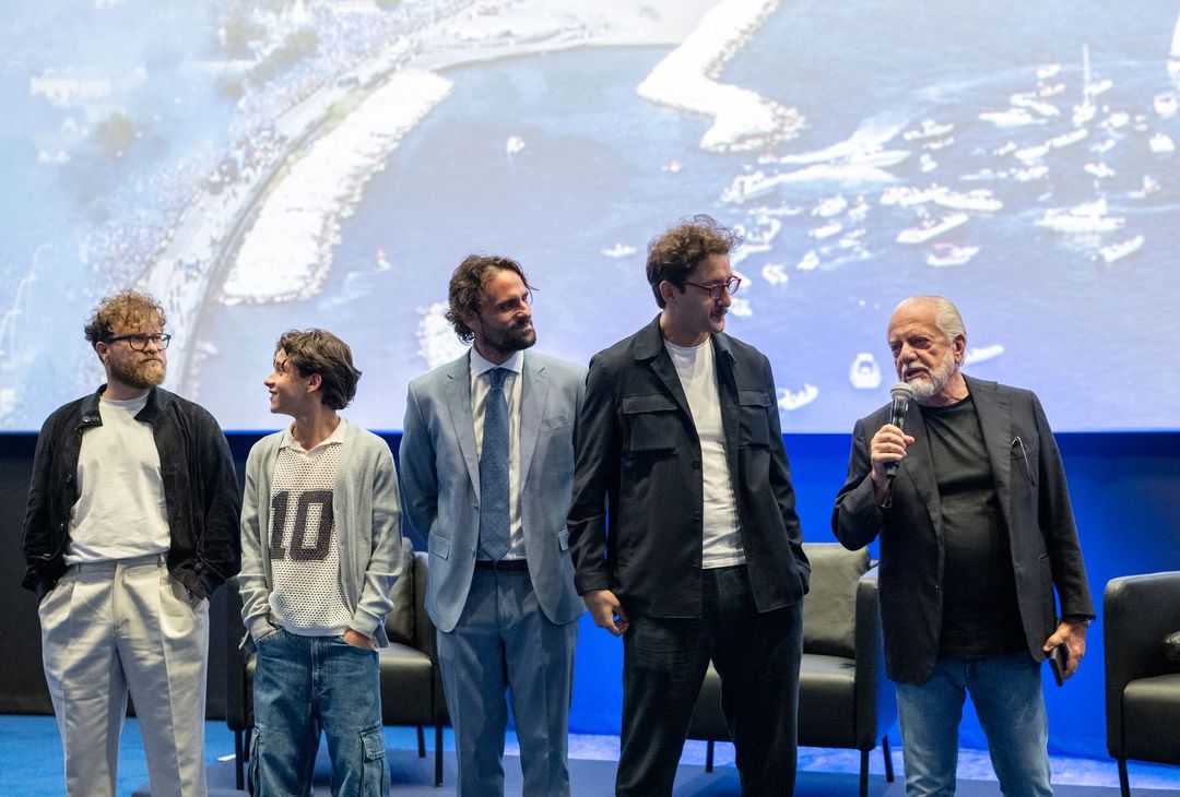 La presentazione in anteprima del film scudetto con il presidente De Laurentiis e tutta la produzione