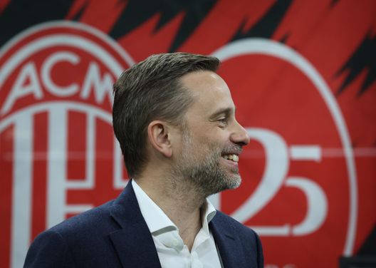MILAN, ITALY - APRIL 02: CEO of AC Milan Giorgio Furlani looks on prior to the coppa Italia Semi Final match between AC Milan and FC Internazionale at Stadio Giuseppe Meazza on April 02, 2025 in Milan, Italy. (Photo by Claudio Villa/AC Milan via Getty Images) intervista-esclusiva-milan-dazn-direttore-sportivo-futuro-ruolo-identikit-news
