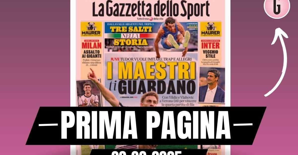 Prima pagina Gazzetta dello Sport: Milan, Pulisic e Gimenez contro i ‘giganti’ Prima pagina Gazzetta dello Sport: Milan, Pulisic e Gimenez contro i ‘giganti’