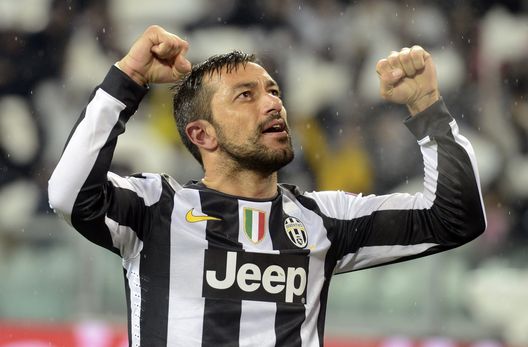 TURIN, ITALY - MARCH 06: Fabio Quagliarella of Juventus celebrates scoring the second goal during the Champions League round of 16 second leg match between Juventus and Celtic at Juventus Arena on March 6, 2013 in Turin, Italy. (Photo by Claudio Villa/Getty Images)