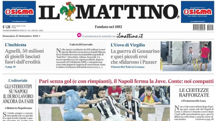PRIMA PAGINA IL MATTINO OGGI: “A buon punto. Il Napoli ferma la Juve” - immagine 1