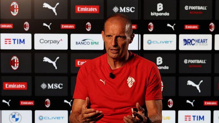 MILAN, ITALY - AUGUST 16: AC Milan coach Massimiliano Allegri photographed during an interview at Casa Milan on August 16, 2025 in Milan, Italy. (Photo by Claudio Villa/AC Milan via Getty Images) Allegri