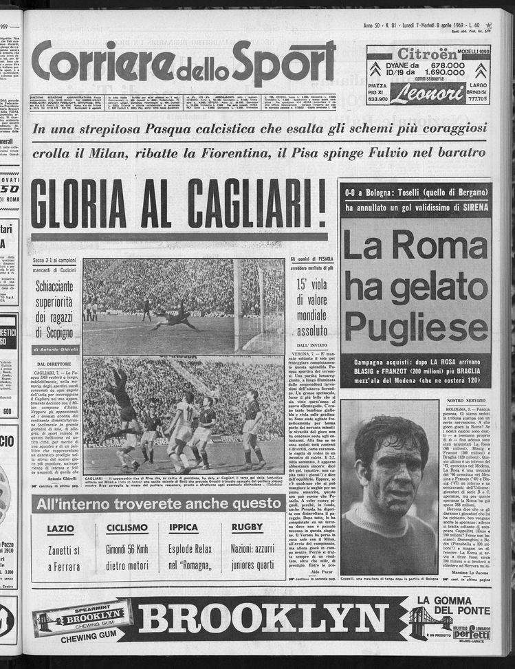 (Foto tratta da www.magliarossonera.it) Il Milan non subiva tre gol sul campo del Cagliari da 55 anni...
