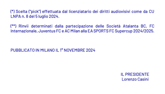 UFFICIALE – Orari e date della 19a e 20a e quando si recuperano i match rinviati per la Supercoppa- immagine 3