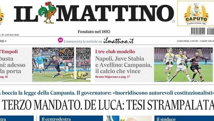 prima pagina il mattino oggi