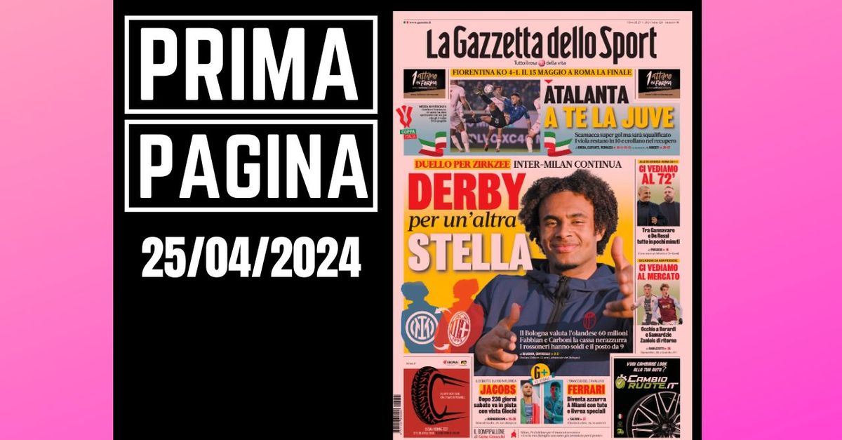 Prima pagina Gazzetta dello Sport: derby Milan Inter per Zirkzee