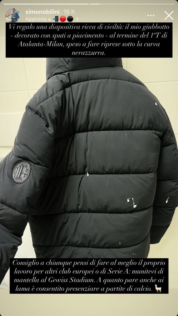 Shock a Bergamo: un giornalista di MilanTV si ritrova col giubbotto ricoperto di sputi- immagine 2