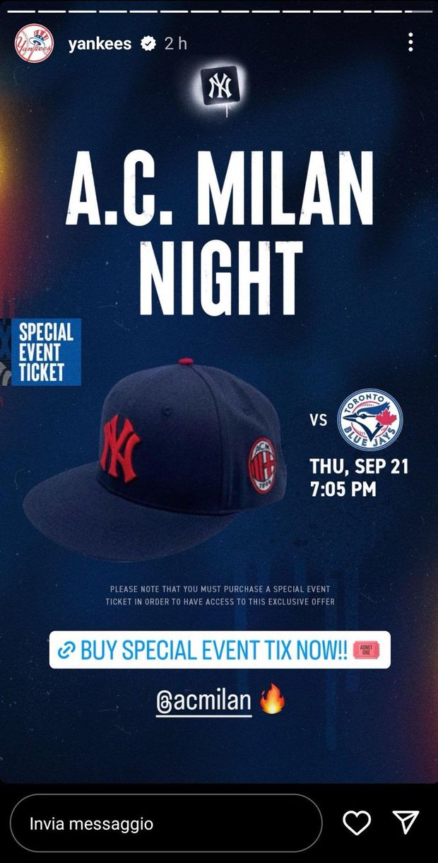 Collaborazione Milan-New York Yankees: la curiosa iniziativa | News- immagine 2