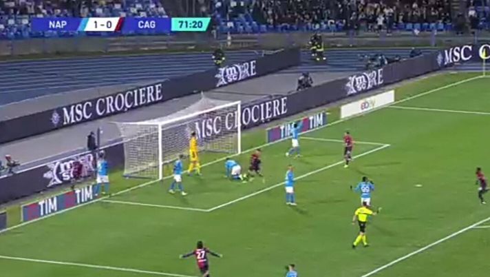 VIDEO Napoli-Cagliari 1-1, l’ex Pavoletti rimette subito il match in equilibrio - immagine 1