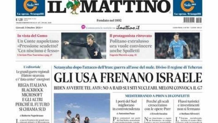 prima pagina il mattino oggi