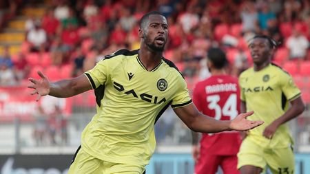 MONZA, ITALY - AUGUST 26: Beto of Udinese Calcio celebrates his goal during the Serie A match between AC Monza and Udinese Calcio at Stadio Brianteo on August 26, 2022 in Monza, Italy. (Photo by Emilio Andreoli/Getty Images) Beto