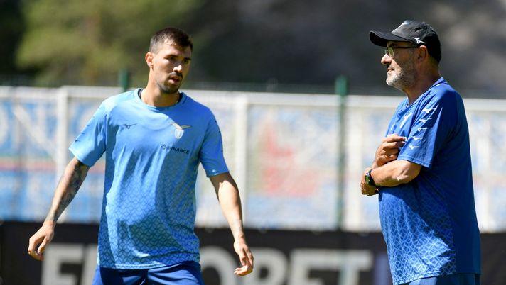 Alessio Romagnoli e Maurizio Sarri Alessio Romagnoli e Maurizio Sarri