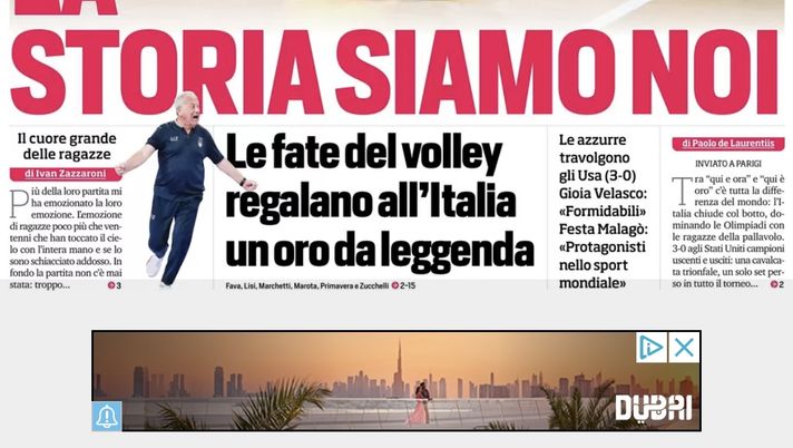 PRIMA PAGINA IL CORRIERE DELLO SPORT OGGI: “La storia siamo noi!” - immagine 1