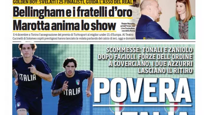 EDICOLA TS – Povera Italia: scommesse, Tonali e Zaniolo dopo Fagioli - immagine 1