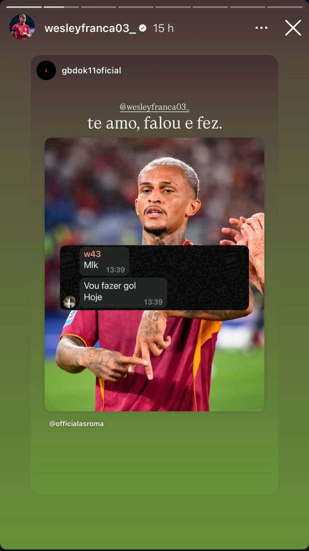 Wesley e lo screen del messaggio all’amico: “Oggi farò gol”- immagine 2