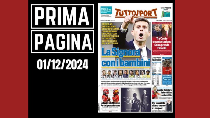 Prima pagina Tuttosport: Morata-Reijnders, la luce Milan nella nebbia