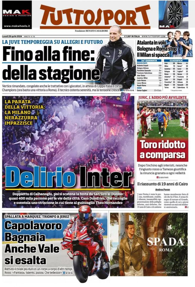 EDICOLA TS – Delirio Inter: doppietta di Calhanoglu, poi si scatena la festa - immagine 1