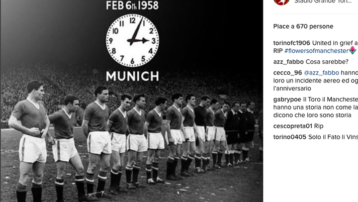 Il Toro rende omaggio al Manchester United: “Uniti nel dolore e nel destino” - immagine 1