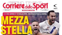 LA PRIMA PAGINA DEL CORRIERE DELLO SPORT: “Il Napoli sbatte, la Viola è terza”