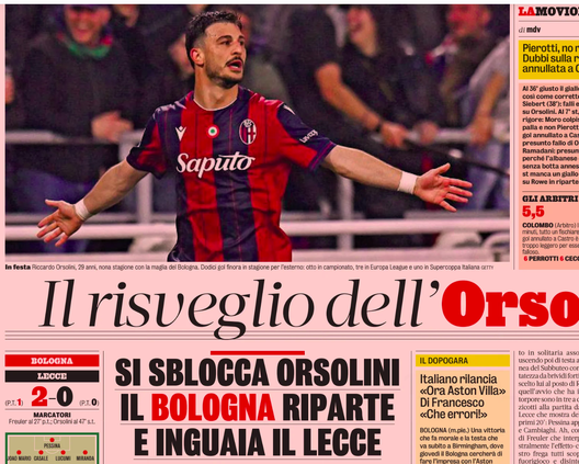 Il Bologna torna al successo in casa: le aperture dei giornali- immagine 2