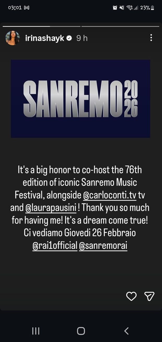 Irina Shayk conduttrice a Sanremo. Conti: “Era prevista, non sostituirà Pucci. Lo avevo scelto…”- immagine 3