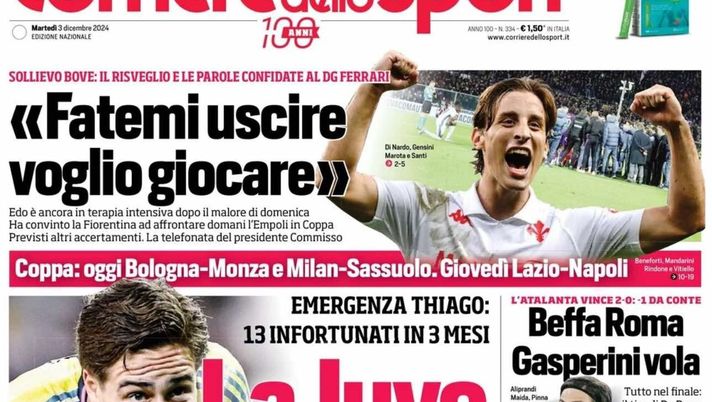 prima pagina corriere dello sport oggi