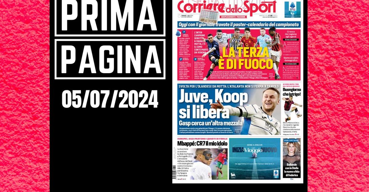 Prima pagina Corriere dello Sport: calendario Serie A. La terza è di fuoco