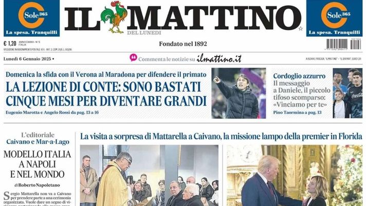 prima pagina il mattino oggi