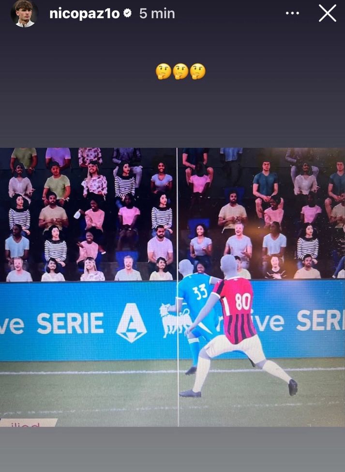 Nico Paz Milan Como protesta fuorigioco