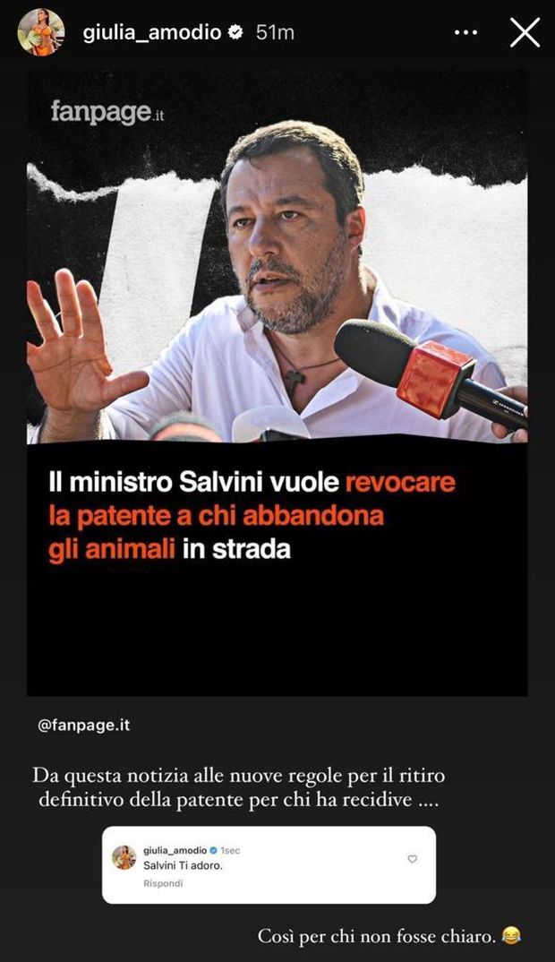 La moglie di Sensi sui social: “Salvini ti adoro”. E poi spiega ai suoi follower perché- immagine 2