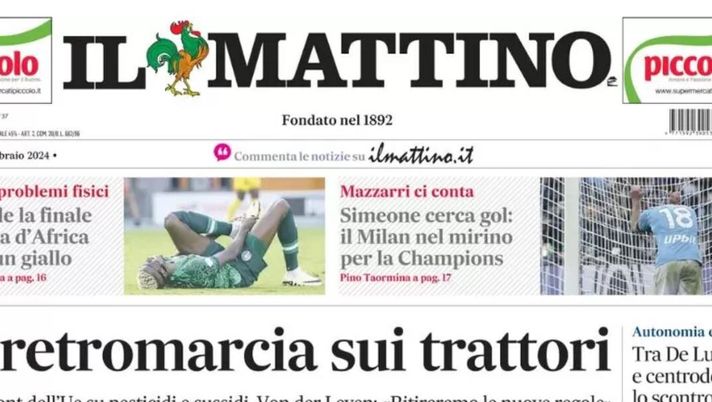 PRIMA PAGINA IL MATTINO OGGI