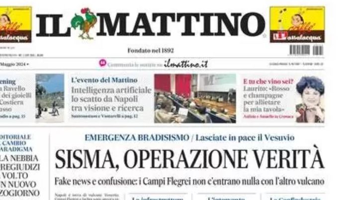 prima pagina il mattino oggi
